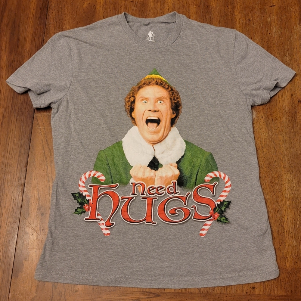 ELF Gray Need Hugs Christmas T-Shirt - Size Medium